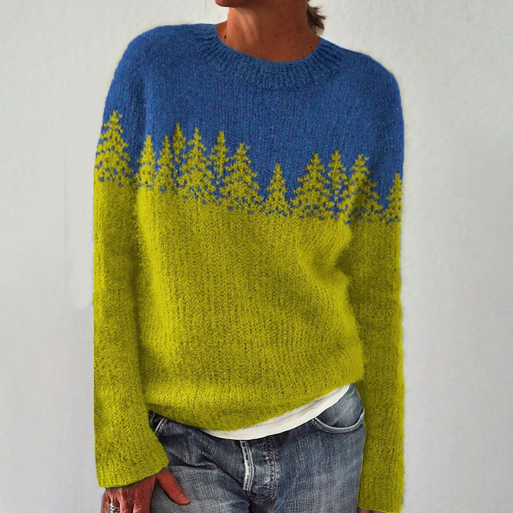 Herbstlicher Kuschel-Chic: Modern Print Long Sleeve Sweater