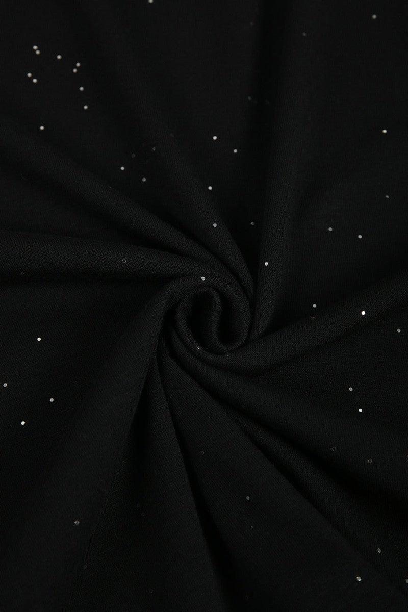 New York Nights Winter Top mit Spitze und Glitzerärmeln