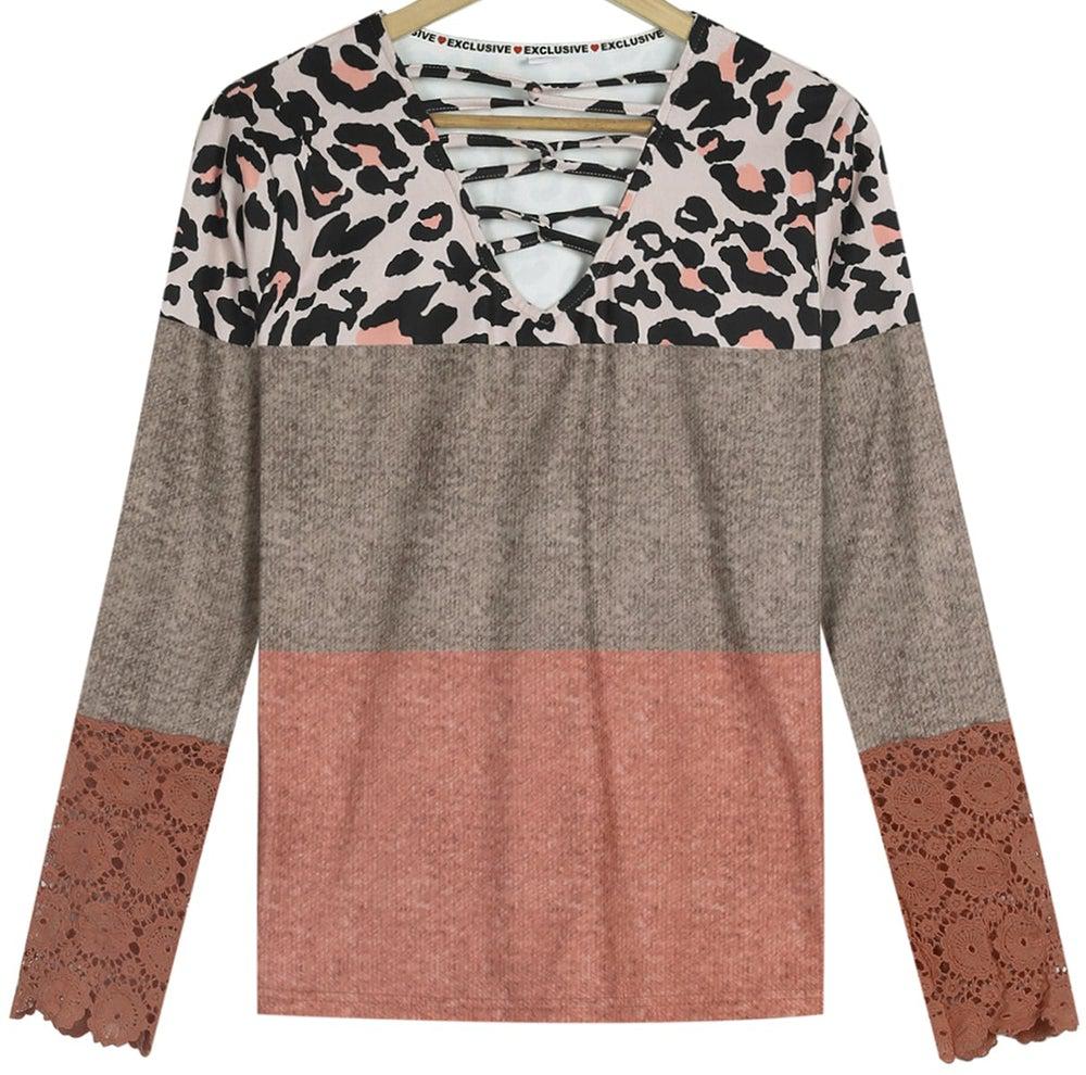 Winter Longsleeve Rust Leopard Paisley Caged Top warm