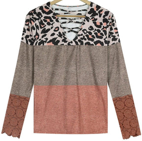 Winter Longsleeve Rust Leopard Paisley Caged Top warm