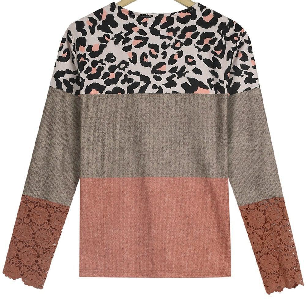 Winter Longsleeve Rust Leopard Paisley Caged Top warm