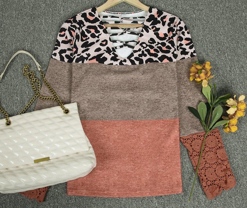 Winter Longsleeve Rust Leopard Paisley Caged Top warm