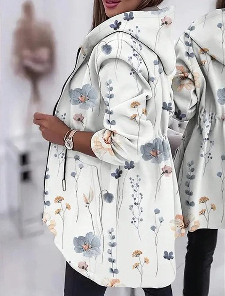 Stylish Floral Print Hoodie - Herbstsmode mit Komfort & Stil