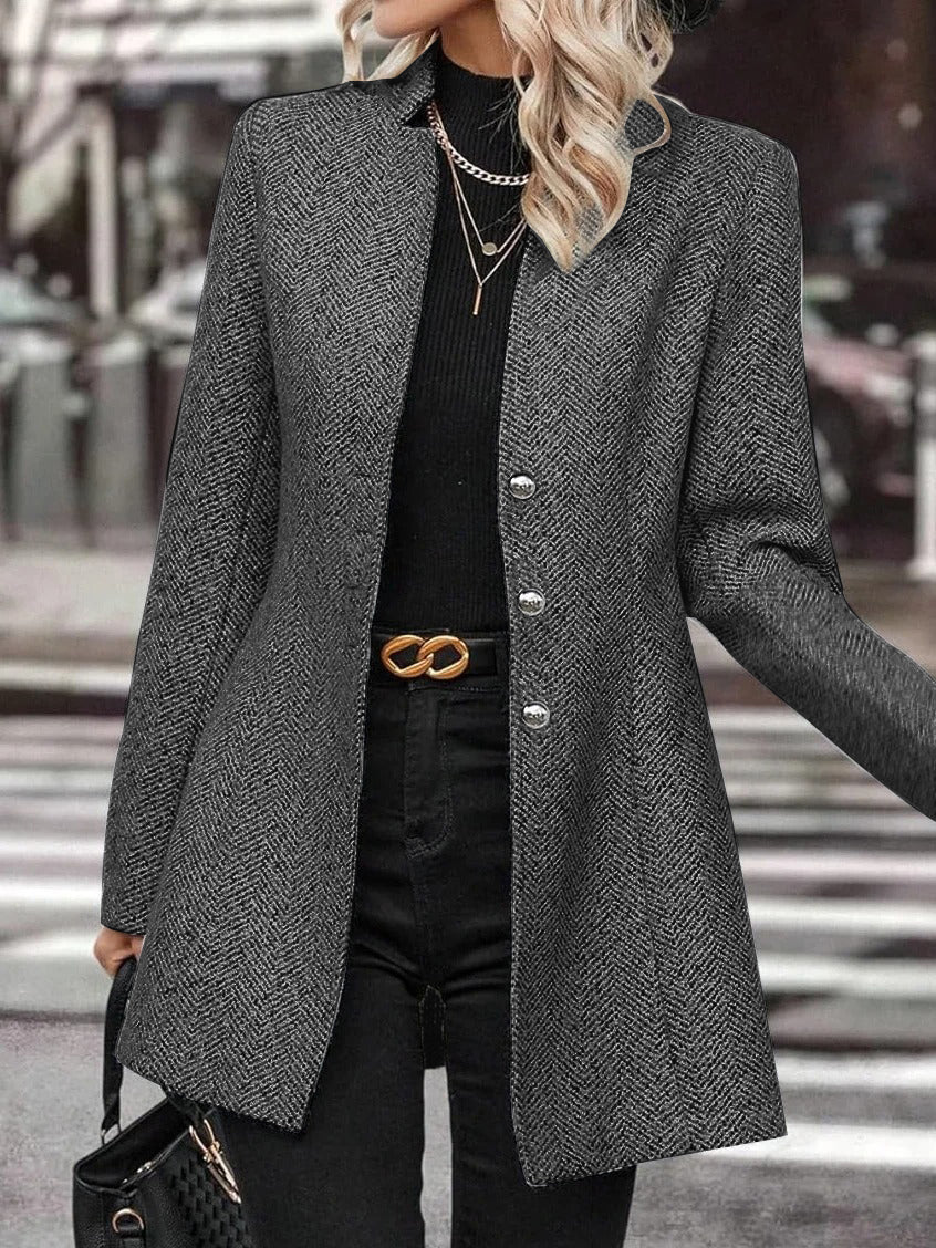 Elegante Herbsts-Langarmjacke mit gekerbtem Kragen - Strapazierfähig & Maschinenwaschbar