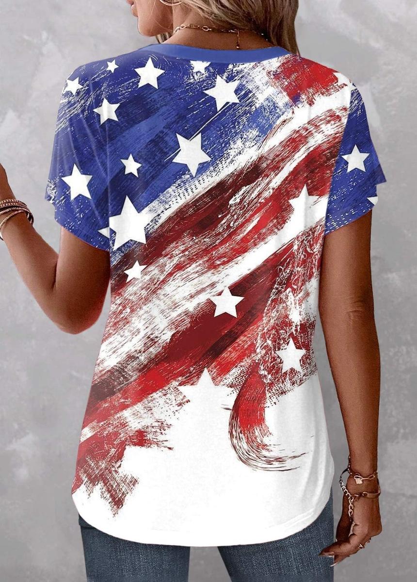Winter American Flag V-Neck Top – Stars & Stripes Style