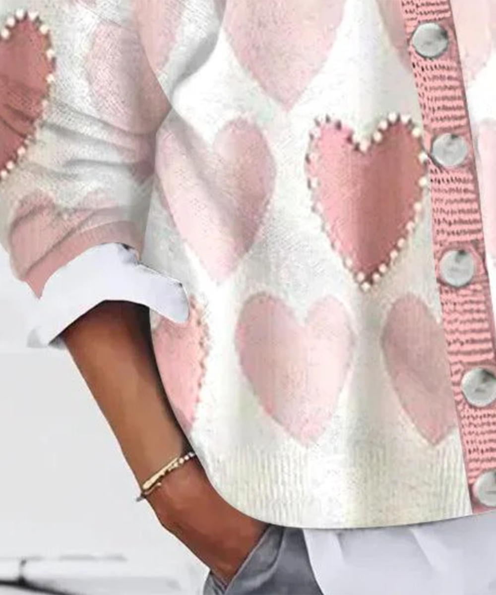 Charmantes Herbsts-Must-Have: Pink Print Long Sleeve Sweater