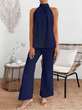 Navy Ärmelloses Zweiteiliges Set - Herbstsfrische Eleganz für jeden Anlass