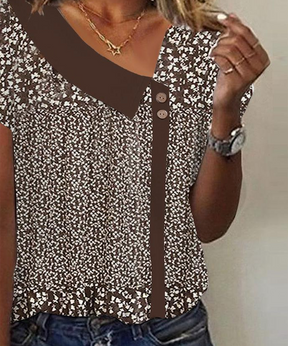 Winter Retro Blumen Top braun – cozy Layering Must-have