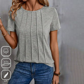 Vielseitiges Grey Short Sleeve Plain Top - Stilvoll & Komfortabel für den Herbst