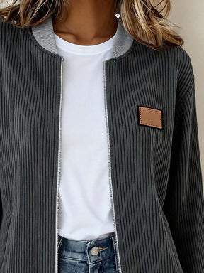 Warme Damen Winterjacke casual dunkelgrau Kontrast Design