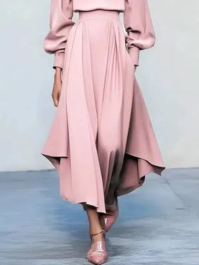 Sweet Pink Plain Long Sleeve Maxi Dress - Herbsts-Lieblingskleid in A-Linie