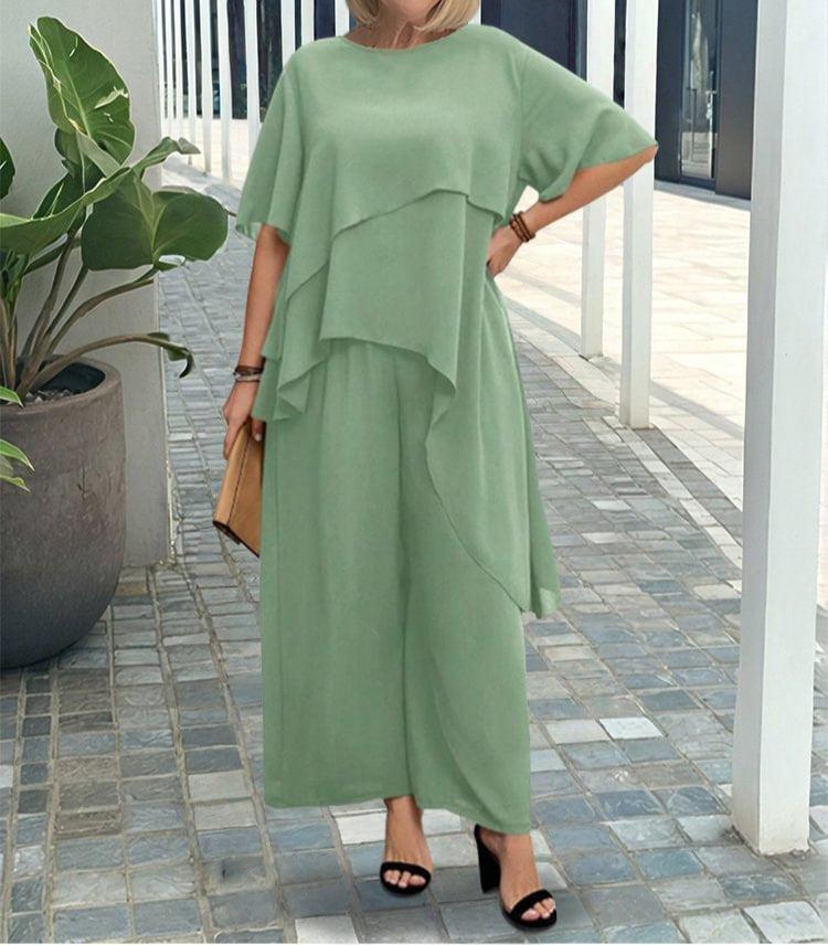 Fresh Green Plain Two Piece Set - Herbstsfrische in minimalistischem Design