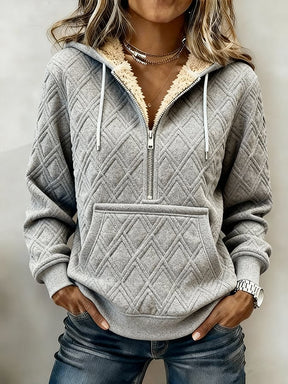 Kuscheliges Damen Winter Sweatshirt mit Kapuze und Teddyfutter