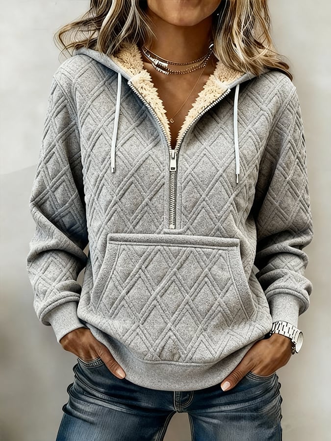 Kuscheliges Damen Winter Sweatshirt mit Kapuze und Teddyfutter