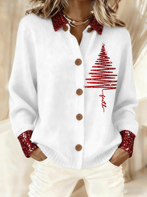 Herbstliches Highlight: Weißes Unique Sequin Tree Hemd mit Kragen