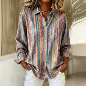 Herbstzauber Langarmhemd - Bunter Streifenlook für stilvolle Herbst-Outfits