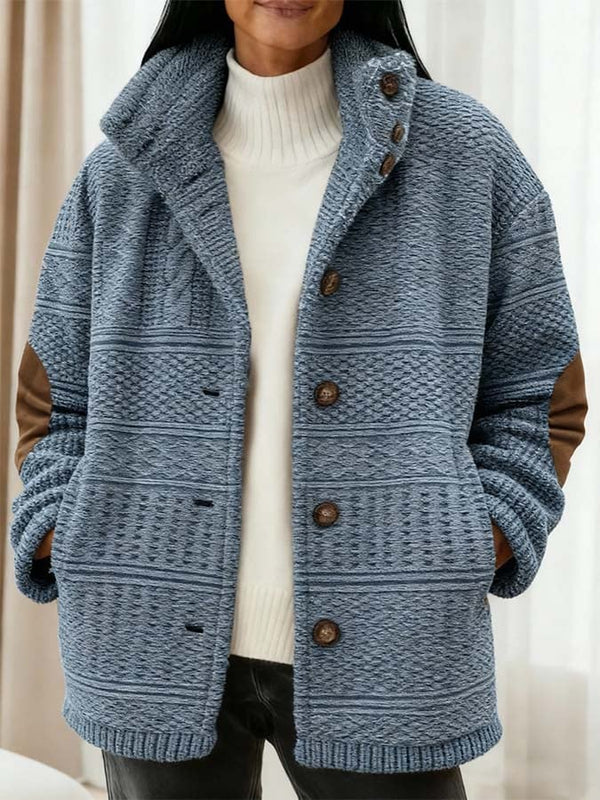 Damen Winterjacke blau oversized warm mit Stehkragen S–5XL