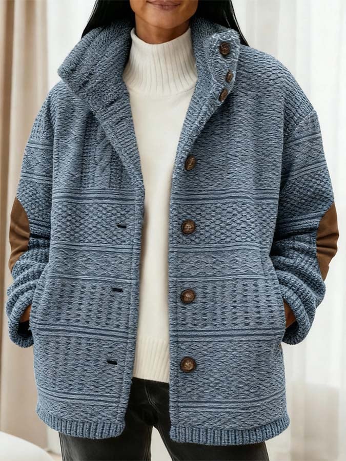 Damen Winterjacke blau oversized warm mit Stehkragen S–5XL