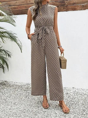 Stilvoller Brown Side Pocket ärmelloser Jumpsuit - Perfekt für den Herbst