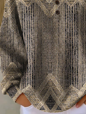 Winter Longsleeve Sweatshirt Ethno Beige Blau Boho Warm