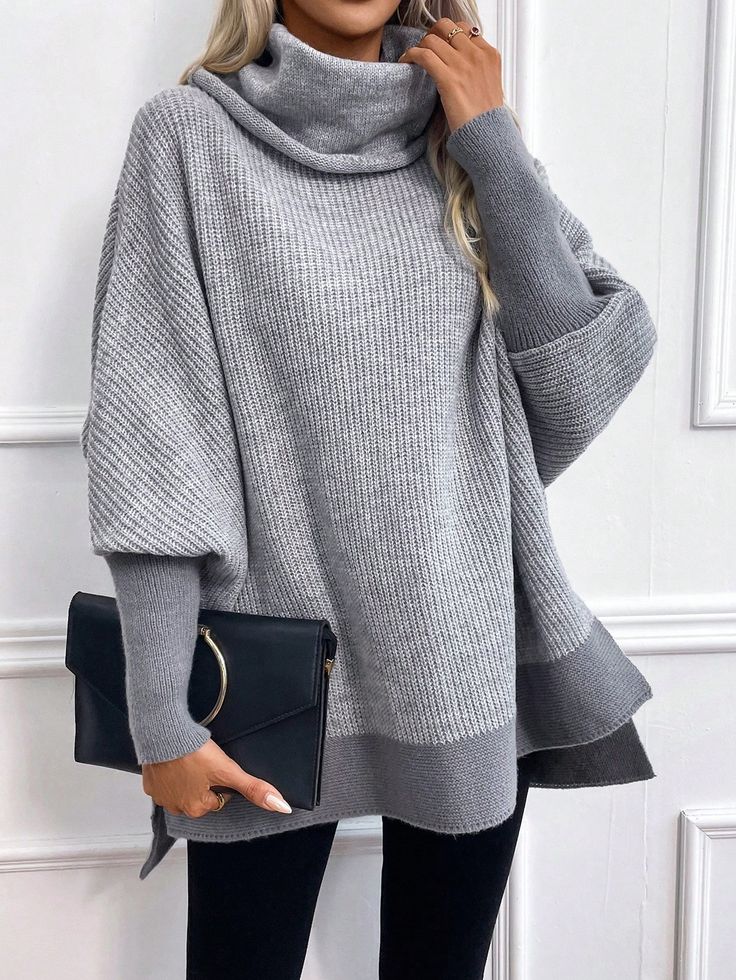 Baggy Grey Long Sleeve Sweater - Herbstlicher Wohlfühl-Chic für Trendsetter