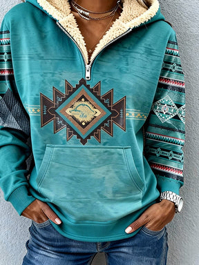 Kuscheliger Boho Hoodie mit Teddyfutter für kalte Wintertage