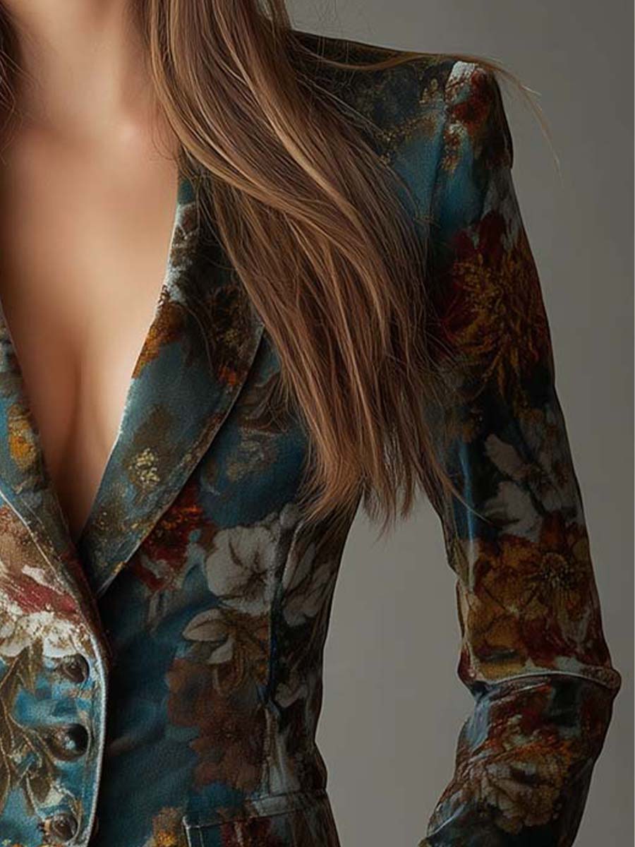 Elegant Blue Long Sleeve Blazer - Meisterwerk für Herbstlooks