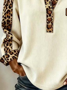 Winter Damen Sweatshirt Leopardprint warm & casual