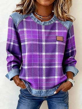 Kuscheliges Karo Sweatshirt Damen Winter Casual Warm