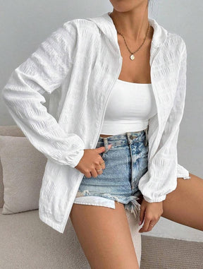 Herbstlicher Komfort: Kuscheliger White Plain Hoodie - Minimalistisch & Stilvoll
