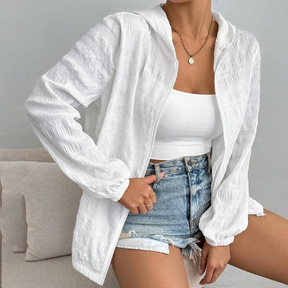Herbstlicher Komfort: Kuscheliger White Plain Hoodie - Minimalistisch & Stilvoll
