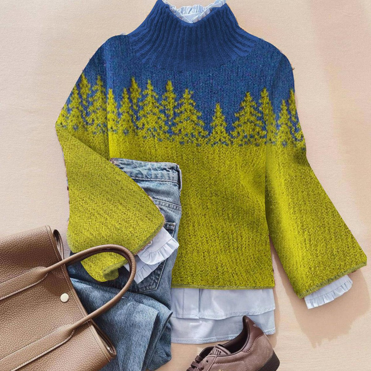 Herbstlicher Dreamy High Neck Sweater - Gemütlich, Stilvoll & Wärmend