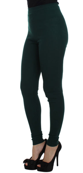 Dolce & Gabbana Grüne Kaschmir-Stretch-Strumpfhose Hose