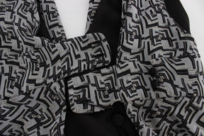 Karl Lagerfeld Graues Schwarzes Seidenblusentop