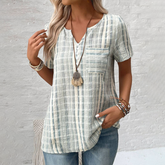 Classy V-Neck Short Sleeve Top - Frischer Herbsts-Look mit Komfort