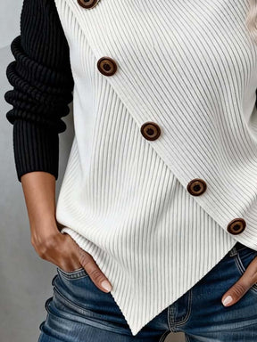Winter Rollkragen Pullover Damen Color Block warm elegant
