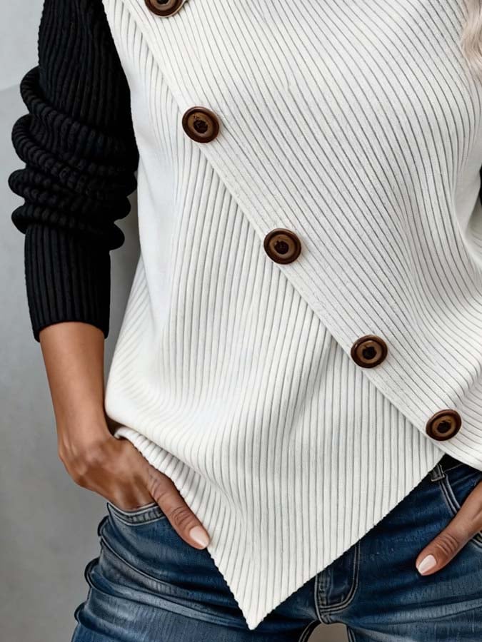 Winter Rollkragen Pullover Damen Color Block warm elegant