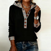 Herbstlicher Black Check Trim Sweatshirt - Kuschelig & Stilsicher