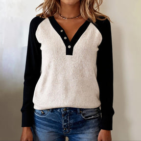 Herbstlicher Wohlfühl-Pullover: Comfy Long Sleeve V-Neck Sweater