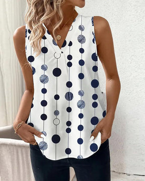 Classy Polka Dot ärmelloses Tank Top - Herbstsfrische Eleganz für warme Tage