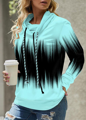 Aqua & Black Ombre Rain Hoodie - Herbstshafter Retro-Look in Aquamarin