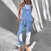 Breezy Plain Blue Strap Jumpsuit - Leichtes Denim für Herbstsfrische