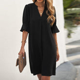 Herbstsbegleiter 'One for the Ages' Schwarzes Shift-Kleid - Vielseitig & Komfortabel