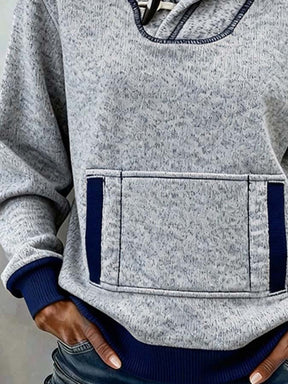 Kuscheliger Damen Winter Hoodie Pullover grau navy warm