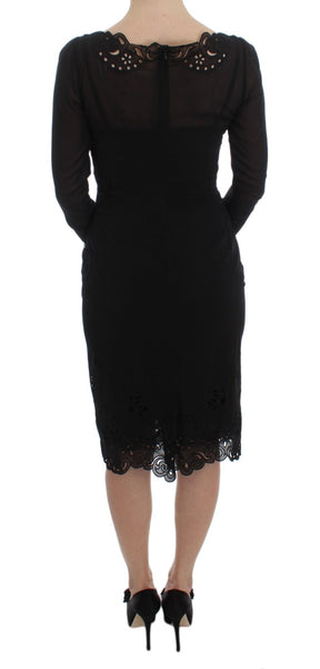 Dolce & Gabbana Schwarzes Seiden-Stretch-Etuikleid