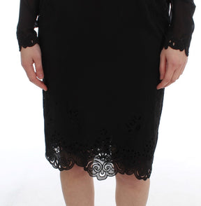 Dolce & Gabbana Schwarzes Seiden-Stretch-Etuikleid