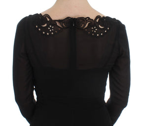 Dolce & Gabbana Schwarzes Seiden-Stretch-Etuikleid