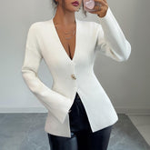 Sexy Long Sleeve Plain Cardigan - Ihr eleganter Herbstsbegleiter