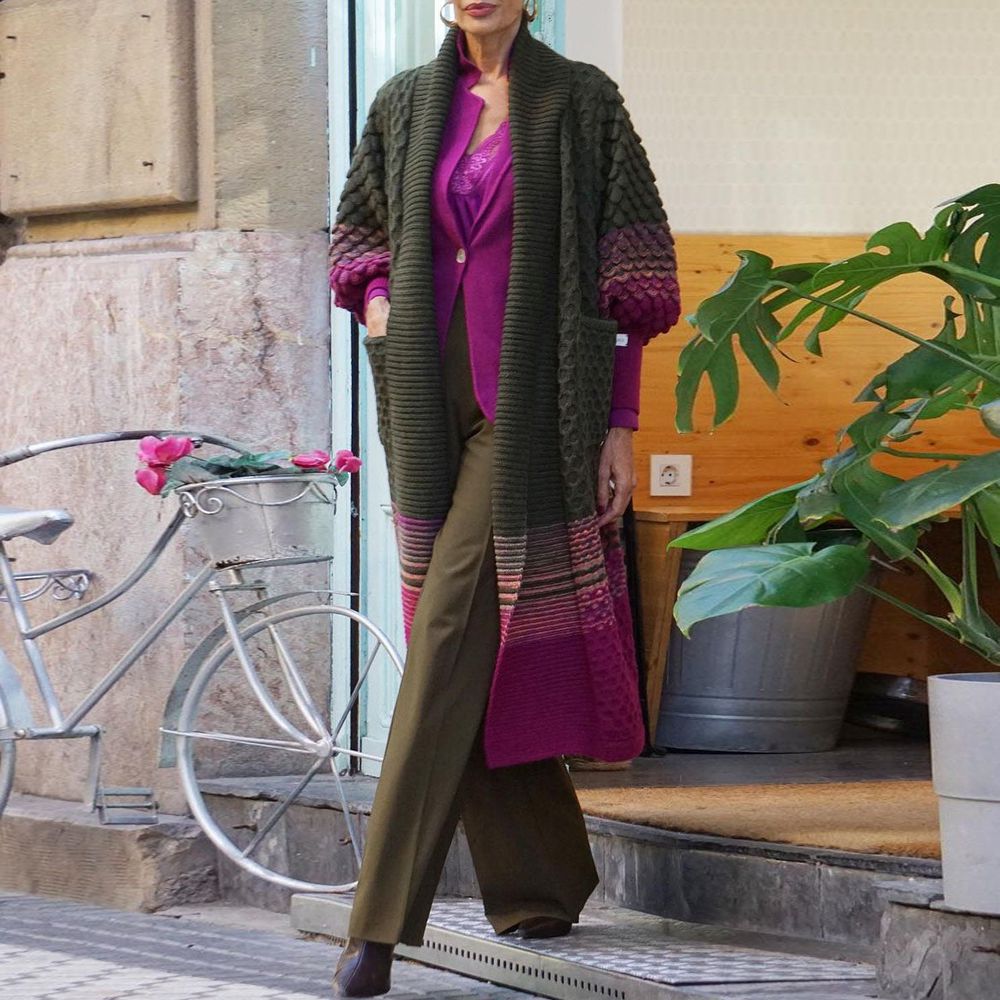 Herbst-Chic Modern Print Long Sleeve Cardigan - Farbenfroher Stil trifft Komfort