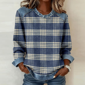 Winter Patchwork Longsleeve aus Denim – warm & stylisch